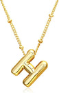 Christmas gifts&specials 18k Bubble Letter Necklace Gold for Women, Rhinestone Bubble Balloon Initial Necklace for Her, Charm Puff Letter Name Pendant Chunky Alphabet necklace