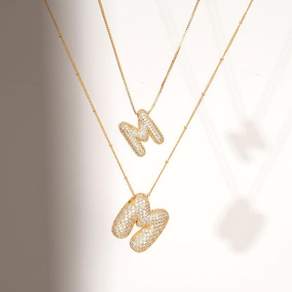 2 Pack Initial Necklace for Women & Girls, 14K Gold Plated Balloon Letter Pendant Necklace, Christmas Jewelry Gifts for Women Girls