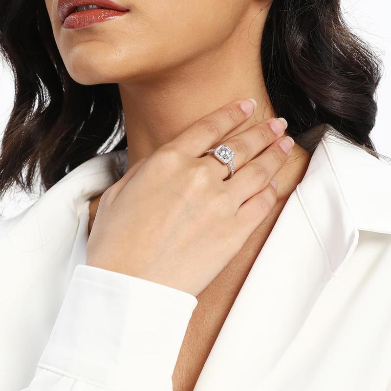 1.5 CT Round Cut Classic Three-in-One 3 Pieces Set Halo Wedding Engagement Promise Eternity Ring for Women R-0969