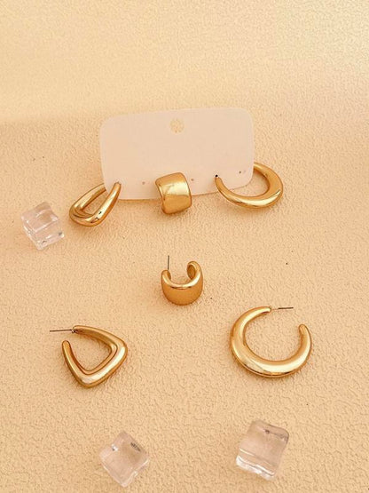 Women's Elegant Geometric & Twist Design Hoop Earrings, Exquisite Trendy Hoop Earrings, Fashionable Jewelry for Women for Daily & Party Decoration