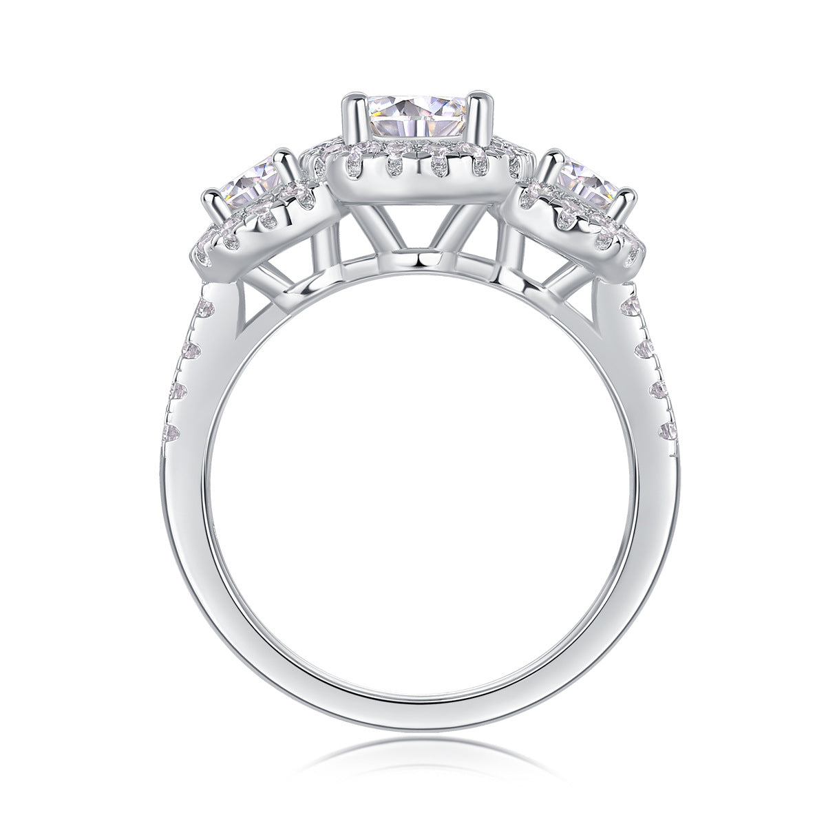 S925 Silver Fireworks Ring Moissanite Luxury Inlaid Closed Ring