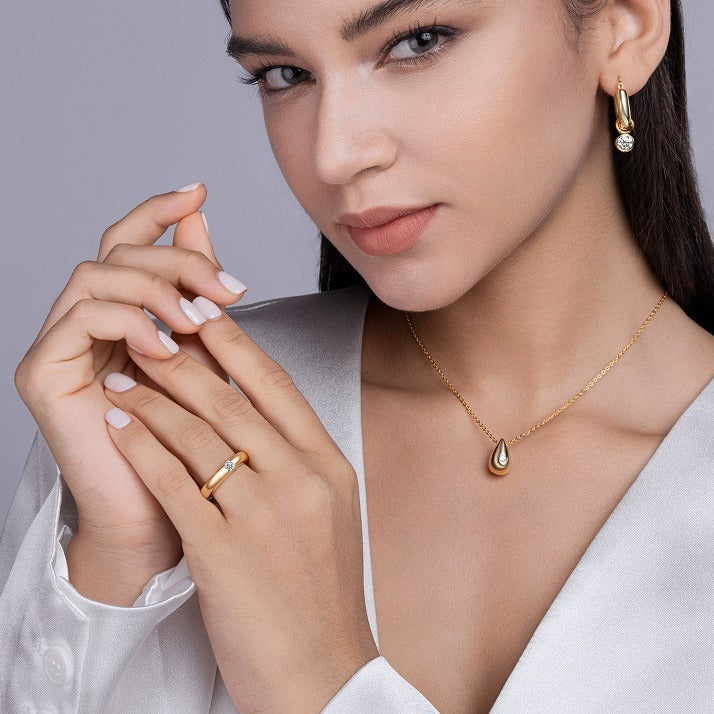 Trendy Gold High-End S925 Silver Ring for Women Non-Fading New Style Fashionable Moissanite Ring Ins Style
