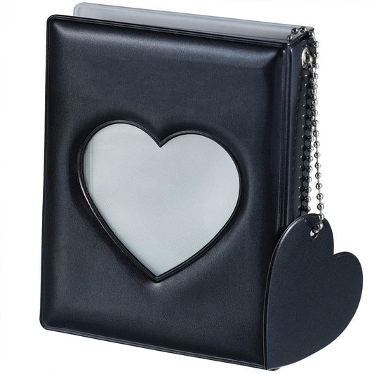 3" Mini Photo Album, Kpop Photocard Holder Book 32 Pockets, Photocard with Mirror-Like Photocard Binder, Love Heart Pendant Decor Gift Hollow