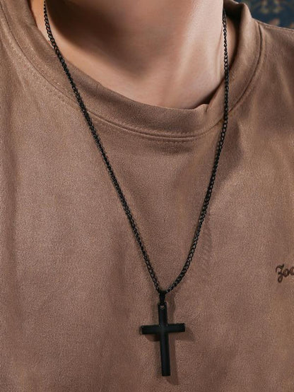 Men's Simple Plain Criss Cross Pendant Necklace, Chic Chain Matching Mexican Necklaces, Street Hip Hop Party Accessories for Men, Fashion Minimalist Necklace for Party, Daily Clothing Decor