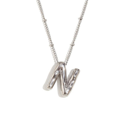 Letter Necklace Balloon Initial Necklaces for Women Girls Dainty Alphabet Pendant   Puffy Name Personalized Jewelry Gift Fashion Personality Jewelry For Girls Plated Gold Bubble Letter Necklace