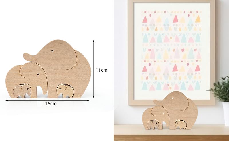 ASkinds 1Set Wooden Elephant Family Ornament Desktop Elephant Mother Child Decoration Elephants Collectible Figurines for Home Office Bedroom Living Room