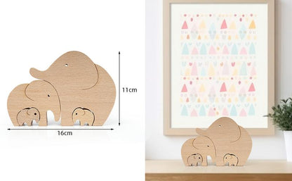 ASkinds 1Set Wooden Elephant Family Ornament Desktop Elephant Mother Child Decoration Elephants Collectible Figurines for Home Office Bedroom Living Room