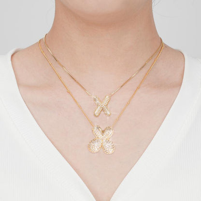 2 Pack Initial Necklace for Women & Girls, 14K Gold Plated Balloon Letter Pendant Necklace, Christmas Jewelry Gifts for Women Girls