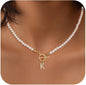 Initial Pearl Necklaces for Women - Choker Necklace, Dainty Freshwater Pearl Necklace | Bridesmaid Gifts | Fashion Pearl Jewelry for Women Girls