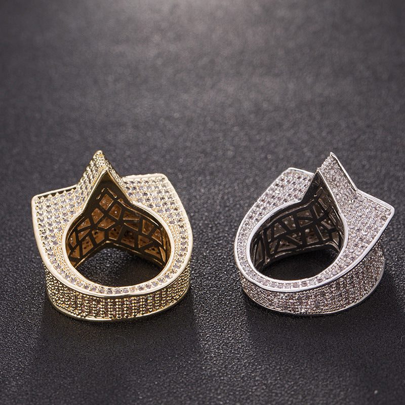 Full Diamond Micro Inlaid Zircon Pentagram Ring Men's Ornament