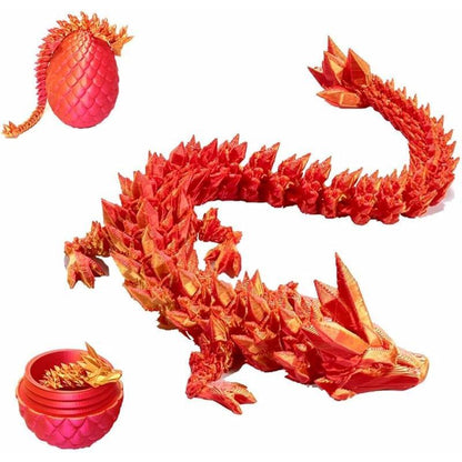 3D Printed Dragon Eggs with Dragon Inside, Articulated Crystal Dragon in Egg, Executive Dragon Fidget Desk Toys for Gifts, Home Office Decor (Purple)