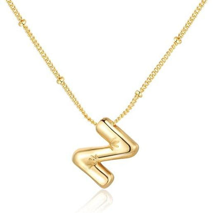 Letter Necklace Balloon Initial Necklaces for Women Girls Dainty Alphabet Pendant   Puffy Name Personalized Jewelry Gift Fashion Personality Jewelry For Girls Plated Gold Bubble Letter Necklace