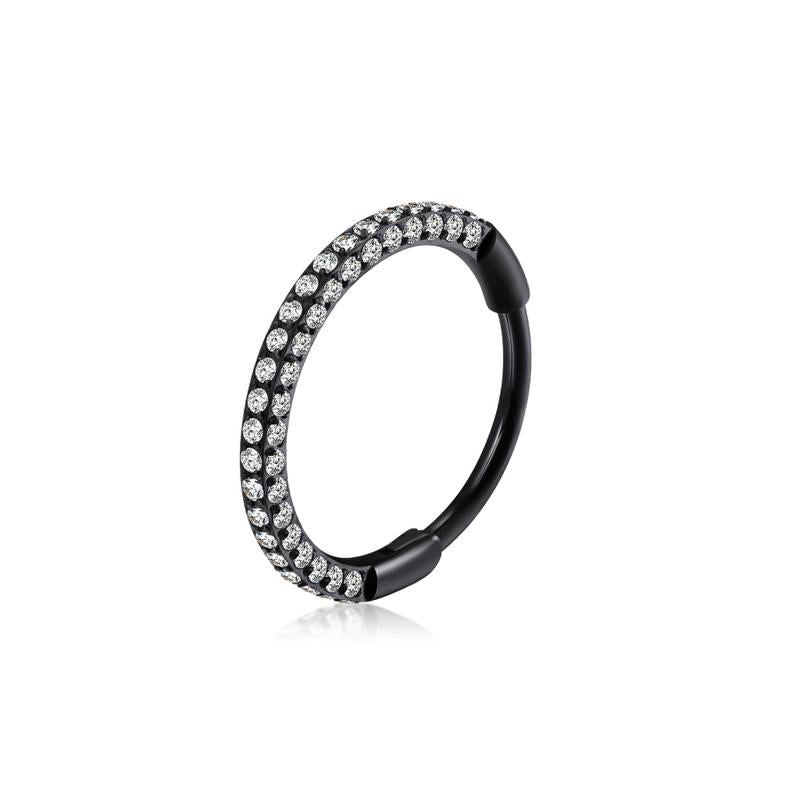 Titanium Triple Sided Micro Gem Hinged Nose Hoop Beauty Mark Jewelry