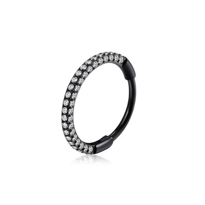 Titanium Triple Sided Micro Gem Hinged Nose Hoop Beauty Mark Jewelry