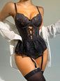 Lace Hollow-Out Backless Heart Temptation Bodycon Bodysuit for Women - Sexy Lingerie