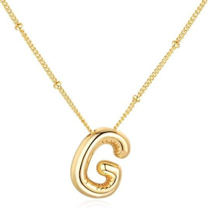 Letter Necklace Balloon Initial Necklaces for Women Girls Dainty Alphabet Pendant   Puffy Name Personalized Jewelry Gift Fashion Personality Jewelry For Girls Plated Gold Bubble Letter Necklace
