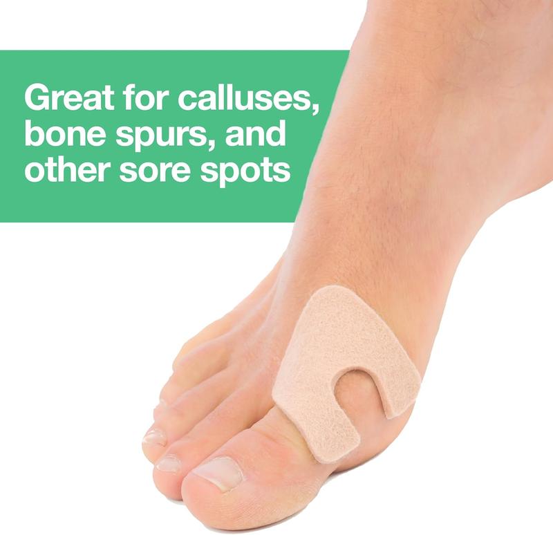 U-Shaped Felt Callus Pads | Protect Calluses from Rubbing on Shoes | Reduce Foot and Heel Pain | Pack of 24 | 1/8" Self-Stick Pedi Cushions