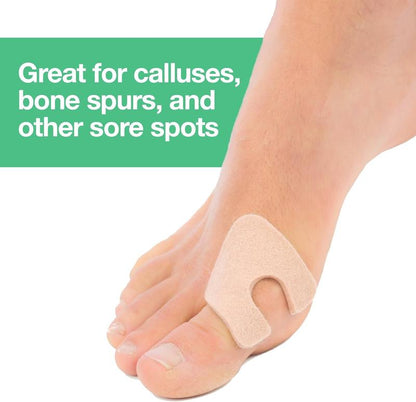 U-Shaped Felt Callus Pads | Protect Calluses from Rubbing on Shoes | Reduce Foot and Heel Pain | Pack of 24 | 1/8" Self-Stick Pedi Cushions