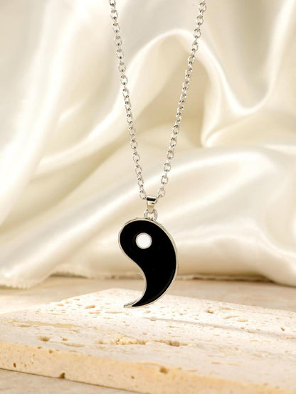Yinyang Design Pendant Necklace for Couple, 2pcs 2024 New Dainty Jewelry for Daily Clothing Decor, Party, Chic All-match Jewelry As Gift for Girlfriend & Boyfriend