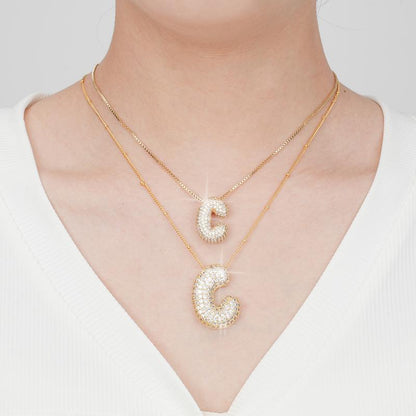 2 Pack Initial Necklace for Women & Girls, 14K Gold Plated Balloon Letter Pendant Necklace, Christmas Jewelry Gifts for Women Girls