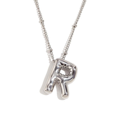 Letter Necklace Balloon Initial Necklaces for Women Girls Dainty Alphabet Pendant   Puffy Name Personalized Jewelry Gift Fashion Personality Jewelry For Girls Plated Gold Bubble Letter Necklace
