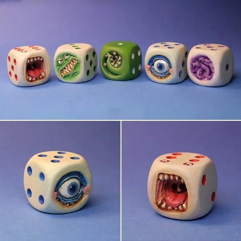 Halloween Demon Dice Toy Desktop Resin Crafts Micro Landscape Ornaments Atmosphere Gift