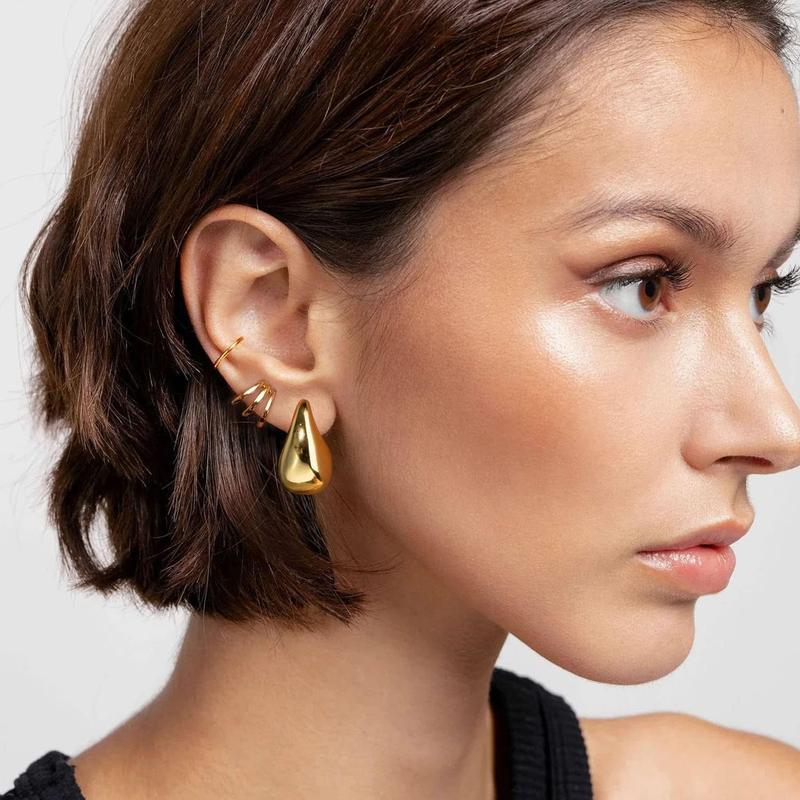 Christmas gifts&specials Waterdrop Chunky Earrings for Women Girls Gift Trendy Hoop Earring Set Women Fashion Jewelry