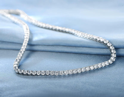 18K White/Yellow Gold Plated 3.0mm Round Cubic Zirconia Classic Tennis Necklace For Women 16-24 Inches
