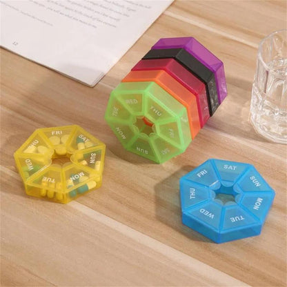 7-compartment Pill Box, 1 Count Random Color Mini Portable Pill Container, One-week Pill Box for Travel, Medicine Organizer, Travel Accessories