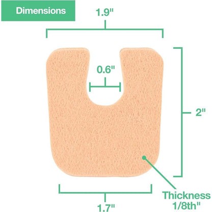 U-Shaped Felt Callus Pads | Protect Calluses from Rubbing on Shoes | Reduce Foot and Heel Pain | Pack of 24 | 1/8" Self-Stick Pedi Cushions