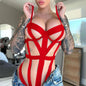 Couple's Sexy Lingerie - Bondage-Style Hollow Out Bodysuit with Open-Crotch Design for Passionate Nights - New Arrival