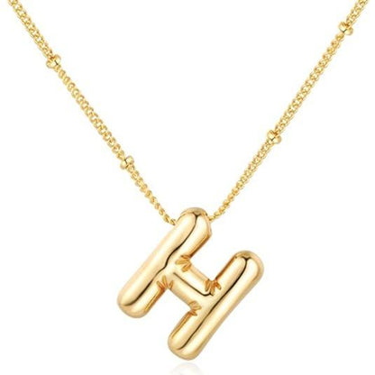 Letter Necklace Balloon Initial Necklaces for Women Girls Dainty Alphabet Pendant   Puffy Name Personalized Jewelry Gift Fashion Personality Jewelry For Girls Plated Gold Bubble Letter Necklace