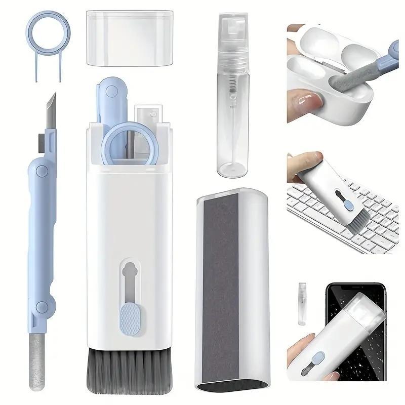 7-in-1 Keyboard Cleaning Tool, Multifunctional Dust Removal Brush for Phone, Earphone, Computer, Laptop, Watch, Camera, Lens