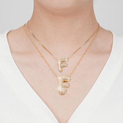 2 Pack Initial Necklace for Women & Girls, 14K Gold Plated Balloon Letter Pendant Necklace, Christmas Jewelry Gifts for Women Girls