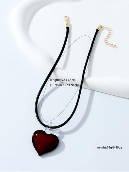 Women's Heart Decor Pendant Necklace for Women & Girls, Y2k Fashion Jewelry for Party, Daily Clothing Decor, Trendy All-match & Exquisite Jewelry for Birthday Gift, Mall Goth