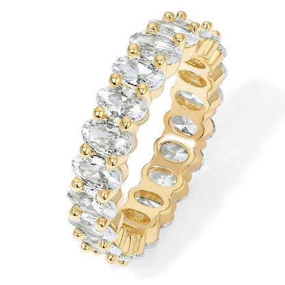 14K Gold Plated Rings Oval Cubic Zirconia Love Ring | Eternity Ring | 5mm Stackable Rings for Women | Gold Rings for Women
