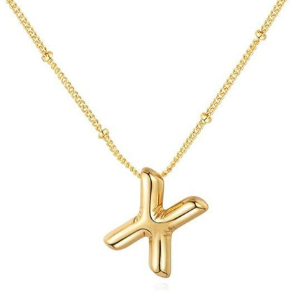 Letter Necklace Balloon Initial Necklaces for Women Girls Dainty Alphabet Pendant   Puffy Name Personalized Jewelry Gift Fashion Personality Jewelry For Girls Plated Gold Bubble Letter Necklace