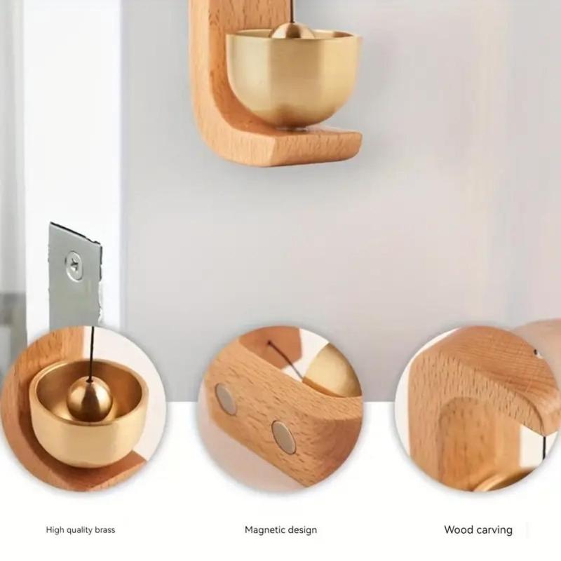 Shopkeepers Bell for Door Opening, Magnetic Shopkeepers Bell Wood Doorbell Wind Chime for Refrigerator  Living Room Wooden Decoration