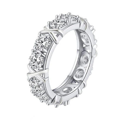 3 Colors Moissanite Synthetic Ring Eternity Band  X Cross Colorful Ring 18K Gold Plated Hypoallergenic D Color VVS1 Clarity Environmental Black Friday 2024 Deals for Christmas Men Women Birthday Gift Hiphop Engagement  Wedding Environmental R026 A0 T0