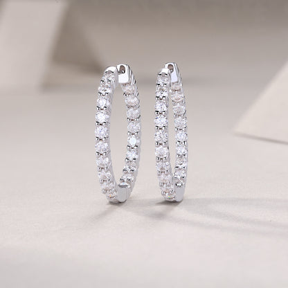 Cross-border S925 Silver Earrings Moissanite Studs New Hoop Earrings