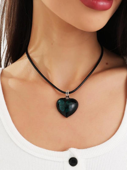 Women's Heart Decor Pendant Necklace for Women & Girls, Y2k Fashion Jewelry for Party, Daily Clothing Decor, Trendy All-match & Exquisite Jewelry for Birthday Gift, Mall Goth