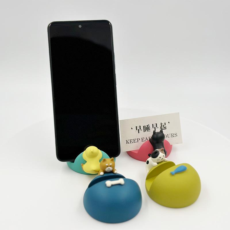 Grocery Cat Mobile Phone Holder Creative Adorkable Gift Resin Crafts Desktop Small Ornaments