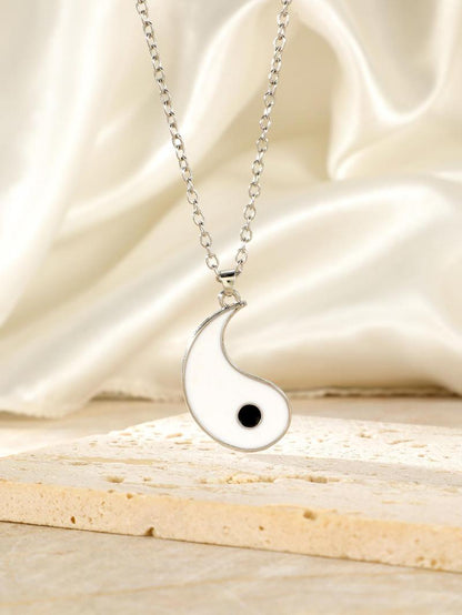 Yinyang Design Pendant Necklace for Couple, 2pcs 2024 New Dainty Jewelry for Daily Clothing Decor, Party, Chic All-match Jewelry As Gift for Girlfriend & Boyfriend
