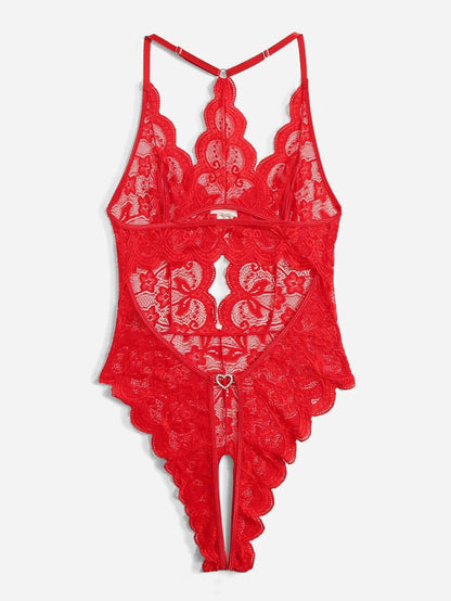 New Arrival Sexy Lace Sheer No-Remove Thigh-Slit Romper Nightie for Women |   Perfect for Date Night