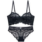 French underwear women's sexy breathable ultra-thin lace closed breast bra set gathered comfortable big breasts show small bra