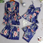 Women's Loose & Comfortable Lace - Trimmed 5 - Piece Pajama Set| Perfect for Lazy Days & Sleepovers| For Fashion - Conscious Ladies