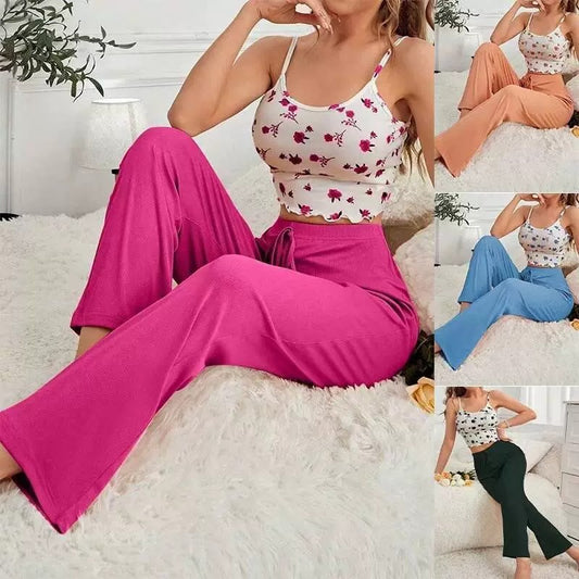Women's Cami Long Pants Loungewear - Casual Comfortable Pajama Set! Versatile for Home & Errands