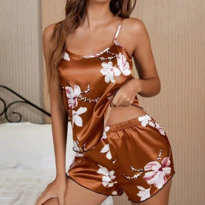 Sexy Printed Loungewear Set - Innocent Sexy Pure Desire Lingerie! Cami Top + Shorts for Flirty Appeal