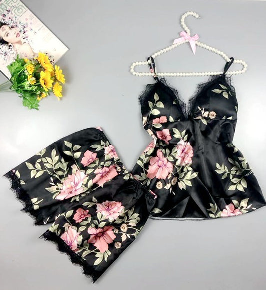 Sexy Satin - like Printed 2 - Piece Lingerie| Comfortable & Alluring| For Women