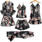 Women's Loose & Comfortable Lace - Trimmed 5 - Piece Pajama Set| Perfect for Lazy Days & Sleepovers| For Fashion - Conscious Ladies